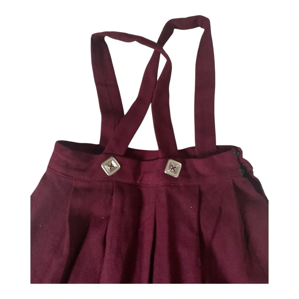 Vintage Parker Wilder All‑Wool Suspender Jumper Skirt Wine M/L